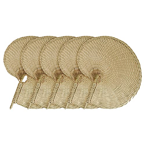 Surakey 2 Stück Bambus Handfächer, Natürlicher Rattan Fächer, Gewebte Palmblatt Handfächer, handgefertigter Handwebfächer, Sommer Kühlfächer, Gastgeschenk für Heimdekoration Hochzeit Sommer Party von Surakey