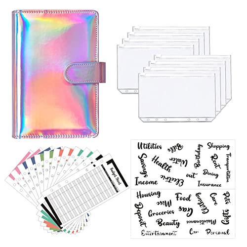Surakey A6 Budget Planner Budget Binder/Ringbuch, PU Leder A6 Binder Notizbuch Notebook,6 Löcher Loseblatt Notizbuch mit 10 Binder Taschen und Druckverschluss Ringordner Tagebuch für Reisen Tagebuch von Surakey