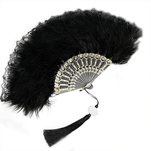 Surakey Feder Handfächer Retro, Faltbarer Handfächer Für Hochzeit, Faltfächer Klappfächer 1920s Vintage Damen Fächer Tanzen Hand Fan für Hochzeit Geschenk Sommer Feste Party Fasching Kostüm Surakey Feder Handfächer Retro, Faltbarer Handfächer Für Hochzeit, Faltfächer Klappfächer 1920s Vintage Damen Fächer Tanzen Hand Fan für Hochzeit Geschenk Sommer Feste Party Fasching Kostüm von Surakey