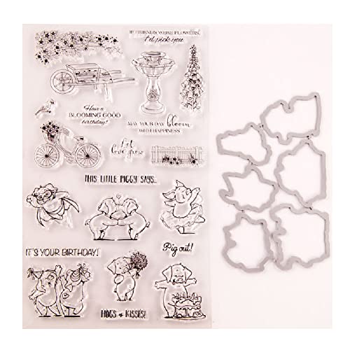 Tier Stempel und Stanzschablonen Set,Klar Silikonstempel und Stanzen Set,Metall Prägeschablonen Stanzmaschine Weihnachts Stanzformen Schablonen und Clear Stempel für DIY Scrapbooking, Kunsthandwerk von Surakey