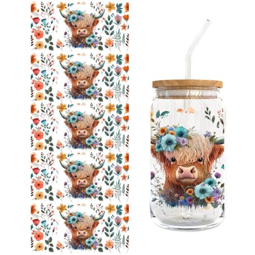 UV DTF Tasse Wrap Transfer Sticker,5 Blätter Rub on Transferaufkleber Aesthetic für Glas Kaffee Becher Wasserdicht Blumen Transfer Sticker Transferfolie für 16oz Glasbecher Glas Tassen Dekor UV DTF Tasse Wrap Transfer Sticker,5 Blätter Rub on Transferaufkleber Aesthetic für Glas Kaffee Becher Wasserdicht Blumen Transfer Sticker Transferfolie für 16oz Glasbecher Glas Tassen Dekor von Surakey