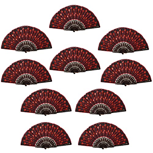 Vintage Faltbarer Handfächer für Damen,10 Stück Sommer Fächer Hochzeit Pailletten Bestickter Pfau Fächer Spanien Stil Klappfächer Taschenfächer für Wanddekoration Geschenke Hochzeit Kostüm Karneval Vintage Faltbarer Handfächer für Damen,10 Stück Sommer Fächer Hochzeit Pailletten Bestickter Pfau Fächer Spanien Stil Klappfächer Taschenfächer für Wanddekoration Geschenke Hochzeit Kostüm Karneval von Surakey