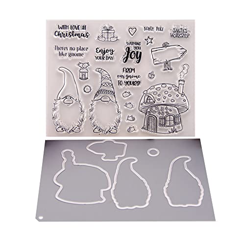 Weihnachten Stanzschablonen und Stempel Set, Silikonstempel Weihnachten,3D Metall Stanzformen Kartenherstellung DIY Scrapbooking Fotoalbum Bastelformen Scrapbooking und Clear Stamp von Surakey