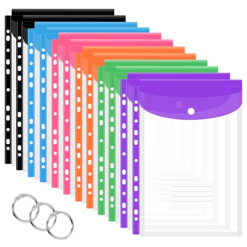 Ordner-Trennblätter mit Taschen, 11 Löcher, erweiterbare Kunststoff-Ordner für 2/3/4-Ring-Dokumententasche mit Druckknopf und Etikett, lose Blätter, transparent, für Schule, Zuhause, Büro, 24 Stück Ordner-Trennblätter mit Taschen, 11 Löcher, erweiterbare Kunststoff-Ordner für 2/3/4-Ring-Dokumententasche mit Druckknopf und Etikett, lose Blätter, transparent, für Schule, Zuhause, Büro, 24 Stück von Surcotto