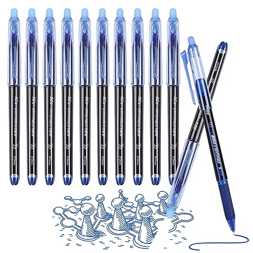 Surcotto Radierbarer Kugelschreiber 12stk, blaue radierbarer Kugelschreiber, blaue Stifte zum wegradieren, Stifte radierbar, Gelroller radierbar für Kinder Erwachsene Schule Büro von Surcotto
