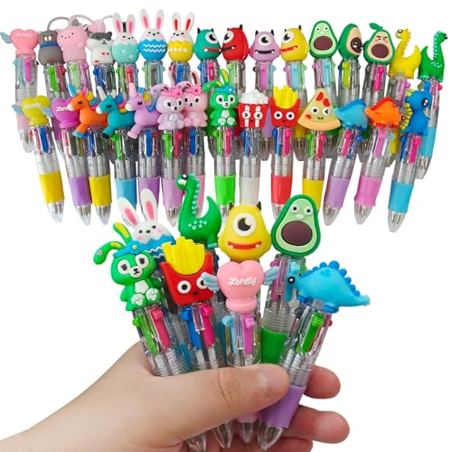 Surcotto Partytütenfüller für Kinder, 30 Stück, mehrfarbiger Kugelschreiber, 4-in-1 mit Cartoon-Muster, Neuheit Stifte, Partygeschenke für Kinder, Unisex, Schulbedarf, Studenten, Kinder, Geschenk von Surcotto