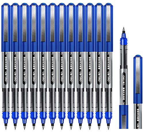 Surcotto Tintenroller Stifte blau, 0,5mm Gelschreiber, glatter Kugelschreiber, schnelltrocknend, flüssige Tinte, dokumentenecht, geeignet für Rechts- und Linkshänder, Schreibset – 12 Stück von Surcotto