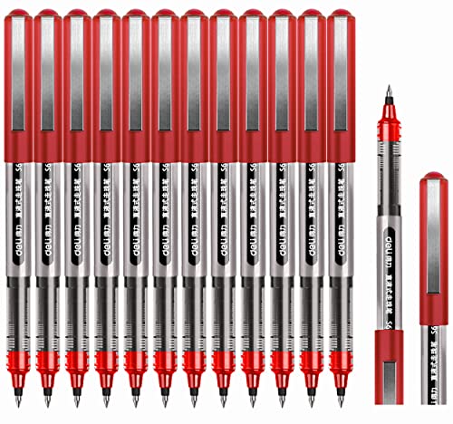 Surcotto Tintenroller Stifte rot, 0,5mm Gelschreiber, glatter Kugelschreiber, schnelltrocknend, flüssige Tinte, dokumentenecht, geeignet für Rechts- und Linkshänder, Schreibset – 12 Stück von Surcotto