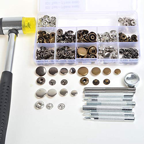Druckknöpfe, verschiedene Größen und Farben, Set mit Druckknöpfen und Stanzwerkzeug, Werkzeug und Hammer von Surebuy