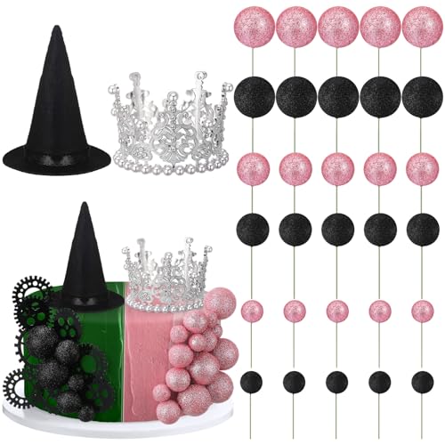 Sureio 32 Stück Hexen-Themen-Partyzubehör, rosa und grüne Luftballons, Kuchendekorstäbe, silberne Krone, Kuchendekoration, Hexenhut, schwarze Zahnrad-Dekoration für rosa-grüne Geburtstagsparty Sureio 32 Stück Hexen-Themen-Partyzubehör, rosa und grüne Luftballons, Kuchendekorstäbe, silberne Krone, Kuchendekoration, Hexenhut, schwarze Zahnrad-Dekoration für rosa-grüne Geburtstagsparty von Sureio