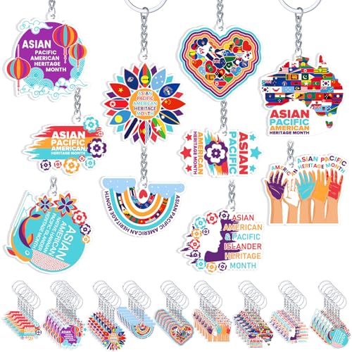 Sureio 50 Stück asiatisch-pazifisch-amerikanisches Erbe Monats-Schlüsselanhänger aus Acryl, asiatisch-amerikanischer und pazifischer Inselbewohner, Monat, hängende Schlüsselanhänger für Damen und Sureio 50 Stück asiatisch-pazifisch-amerikanisches Erbe Monats-Schlüsselanhänger aus Acryl, asiatisch-amerikanischer und pazifischer Inselbewohner, Monat, hängende Schlüsselanhänger für Damen und von Sureio