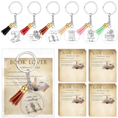 Sureio Buch-Schlüsselanhänger, Großpackung für Buchliebhaber, Club-Geschenke für Frauen, Acryl, Buch-Schlüsselanhänger mit Quastenkarten, Leseparty, Gastgeschenke für Bücherwurm, Bibliothekar Sureio Buch-Schlüsselanhänger, Großpackung für Buchliebhaber, Club-Geschenke für Frauen, Acryl, Buch-Schlüsselanhänger mit Quastenkarten, Leseparty, Gastgeschenke für Bücherwurm, Bibliothekar von Sureio