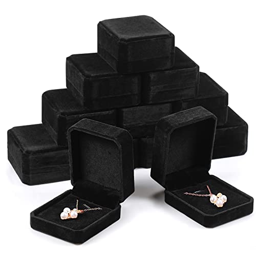 Sureio Schmuckkästchen für Halsketten, Anhänger, 8,5 x 7,9 x 4,9 cm, schwarze Halsketten-Box, Geschenk für Schmuck-Präsentation, Schwarz, 18 Stück von Sureio