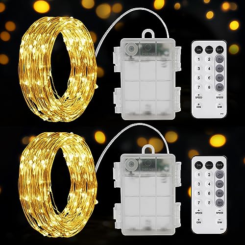 2 x 60er Micro LED Lichterkette Batterie, Lichterkette innen 9 Modus mit Timer, Lichterkette mit Batterie für Zimmer, Weihnachten, Party, Hochzeit, Balkon, Innen Außen von Suright