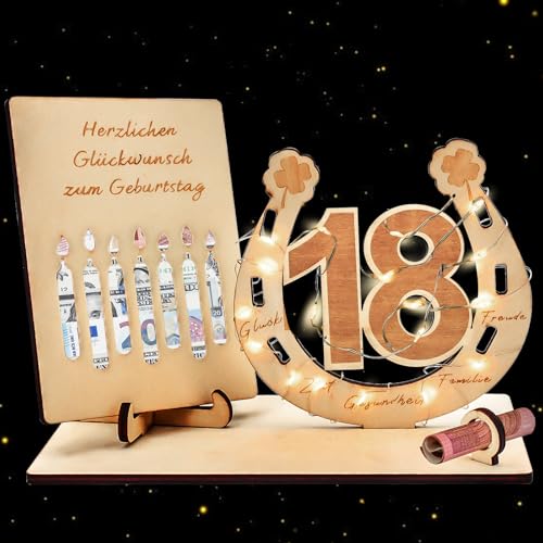 Surple 18 Geburtstag Deko Holz-Schild mit LED Gästebuch & Lichterkette Ständer,18 Geburtstag Deko Geschenke Geburtstag Männer & Frauen, Geldklammer Ornamente Deko Personalisierbares Geschenk Surple 18 Geburtstag Deko Holz-Schild mit LED Gästebuch & Lichterkette Ständer,18 Geburtstag Deko Geschenke Geburtstag Männer & Frauen, Geldklammer Ornamente Deko Personalisierbares Geschenk von Surplex