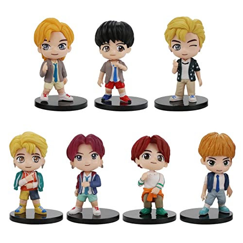 BTS Kuchenaufsätze, Figuren-Set mit Actionfiguren, Spielzeug, BTS-Mini-Figuren, Puppen, Geburtstagsparty-Zubehör, Auto-Desktop, BTS Geburtstagsdekorationen (A) von SurpriseSeptember