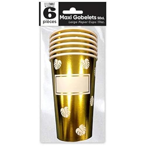 SURPRISEZ-VOUS Großer Becher mit Blattgold, metallisch, personalisierbar, 50 cl, 6 Stück, Ref/APGFOR SURPRISEZ-VOUS Großer Becher mit Blattgold, metallisch, personalisierbar, 50 cl, 6 Stück, Ref/APGFOR von Surprisez-vous