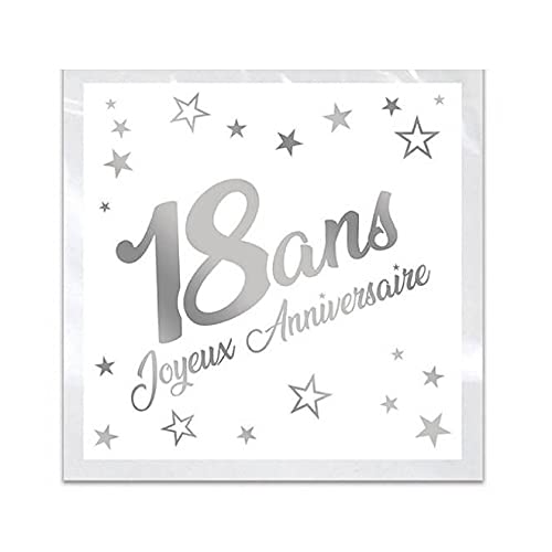 Servietten zum 18. Geburtstag, Weiß und Silbermetallic, 24 Stück, ReF/STAM01A Servietten zum 18. Geburtstag, Weiß und Silbermetallic, 24 Stück, ReF/STAM01A von Surprisez-vous