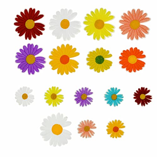 Surriba 16 Blume Aufnäher, Aufkleber zum Aufbügeln Sticker Rucksack für Patches Aufbügeln Bügelbilder Kinder Bügelflicken für DIY T-Shirt Jeans Weiß Violett(3-5cm) von Surriba