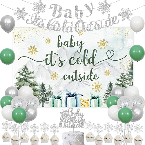 Baby It's Cold Outside Babyparty-Dekorationen, Baby It's Cold Outside Hintergrund Banner Kuchen Topper Luftballons für Winter Schneeflocke Wunderland Babyparty von Sursurprise