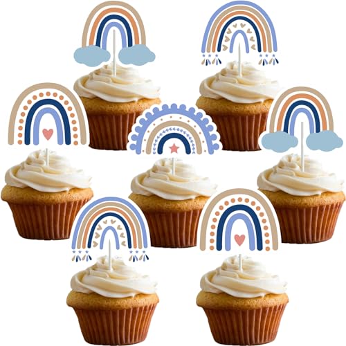 Boho Regenbogen Baby Dusche Dekorationen, 24Pcs blau Boho Regenbogen Cupcake Toppers für Boho Regenbogen Party Dekorationen Bohème Geburtstag Party Supplies Boho Regenbogen Baby Dusche Dekorationen, 24Pcs blau Boho Regenbogen Cupcake Toppers für Boho Regenbogen Party Dekorationen Bohème Geburtstag Party Supplies von Sursurprise