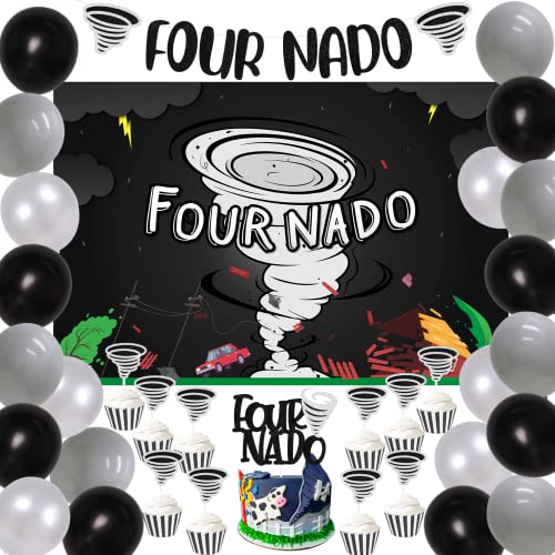 Der Geburtstagsparty Dekoration, Fournado Vom 4. Vier Geburtstagsparty, Vier Nado Hintergrund Auf Kuchen Duandayi Ballon Vier. Der Geburtstagsparty Dekoration, Fournado Vom 4. Vier Geburtstagsparty, Vier Nado Hintergrund Auf Kuchen Duandayi Ballon Vier. von Sursurprise