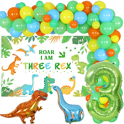Dinosaurier 3. Geburtstag Dekorationen für Jungen Dinosaurier Ballon Girlande Bogen Kit Brüllen I Am Three Rex Hintergrund für dritten Geburtstag Dekorationen von Sursurprise