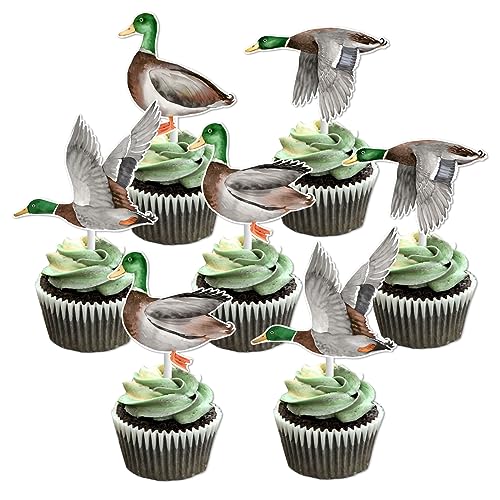 Sursurprise Entenjagd-Party-Dekorationen, 24 Enten-Cupcake-Topper, Stockente Geburtstagsparty-Zubehör Sursurprise Entenjagd-Party-Dekorationen, 24 Enten-Cupcake-Topper, Stockente Geburtstagsparty-Zubehör von Sursurprise