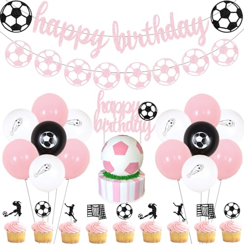 Sursurprise Fußball Geburtstag Party Dekorationen für Mädchen Rosa Fußball Geburtstag Banner Girlande Kuchen Topper Ballon für Sport Thema Geburtstag Party Supplies Sursurprise Fußball Geburtstag Party Dekorationen für Mädchen Rosa Fußball Geburtstag Banner Girlande Kuchen Topper Ballon für Sport Thema Geburtstag Party Supplies von Sursurprise