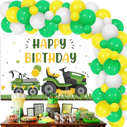 Sursurprise Rasenmäher Geburtstag Party Dekorationen, Rasenmäher Geburtstag Hintergrund Traktor Ballon Girlande Bogen Kit für Bauernhof Bauernhof Party Supplies von Sursurprise