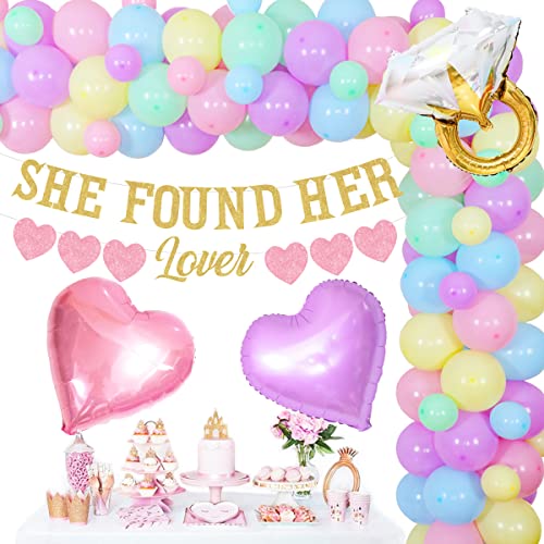 She Found Her Lover Banner Pastellballon Girlande Kit für Junggesellinnenabschiede Dekorationen Brautdusche Verlobung Hochzeit Zubehör von Sursurprise