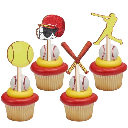 Sursurprise 16 x Softball-Cupcake-Topper aus Holz für Softball-Party-Dekorationen, Geburtstag, Babyparty, Sport, Partyzubehör Sursurprise 16 x Softball-Cupcake-Topper aus Holz für Softball-Party-Dekorationen, Geburtstag, Babyparty, Sport, Partyzubehör von Sursurprise