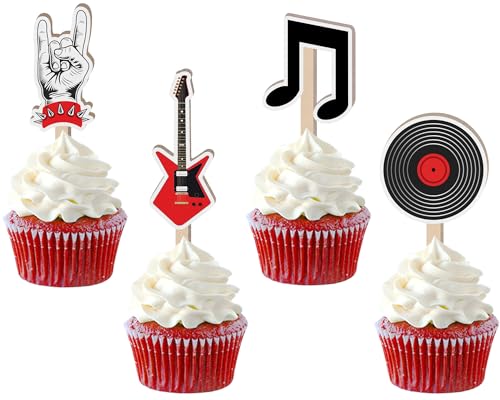 Sursurprise 16Pcs hölzerne Rock and Roll Cupcake Toppers, Holz Rock Musik Gitarre Note Kuchen Picks für Geburtstag Dekorationen Party Supplies Sursurprise 16Pcs hölzerne Rock and Roll Cupcake Toppers, Holz Rock Musik Gitarre Note Kuchen Picks für Geburtstag Dekorationen Party Supplies von Sursurprise