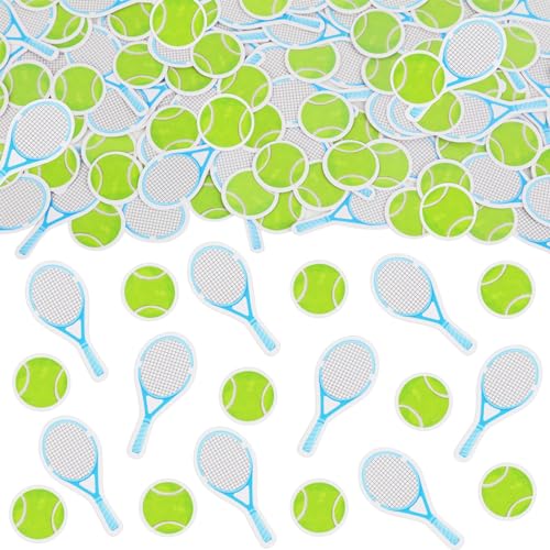 Sursurprise 200 Stück Tennis-Konfetti für Jungen – Tennisschläger-Ball Papierstreuungen, grau-grüne Dessert-Tischdekorationen, Sportthema, Geburtstagsparty, Tischzubehör von Sursurprise