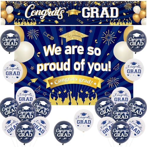 Sursurprise 2025 Graduation Dekorationen Marineblau, Wir sind so stolz auf Sie Hintergrund Gratulation Grad Banner, Latex-Ballons, Klasse von 2025, Gratulation Graduation Party Supplies Sursurprise 2025 Graduation Dekorationen Marineblau, Wir sind so stolz auf Sie Hintergrund Gratulation Grad Banner, Latex-Ballons, Klasse von 2025, Gratulation Graduation Party Supplies von Sursurprise