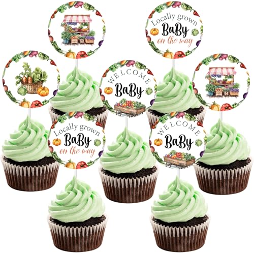 Sursurprise 24Pcs Locally Grown Baby Shower Cupcake Toppers, Obst Gemüse Kuchen Picks für Farmer's Market Gärtner Party Dekorationen Sursurprise 24Pcs Locally Grown Baby Shower Cupcake Toppers, Obst Gemüse Kuchen Picks für Farmer's Market Gärtner Party Dekorationen von Sursurprise