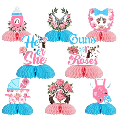 Sursurprise 8 x Waffen oder Rosen in Wabenform, für Jungen oder Mädchen, Party-Dekorationen, Babyparty-Zubehör, Rosa / Blau Sursurprise 8 x Waffen oder Rosen in Wabenform, für Jungen oder Mädchen, Party-Dekorationen, Babyparty-Zubehör, Rosa / Blau von Sursurprise