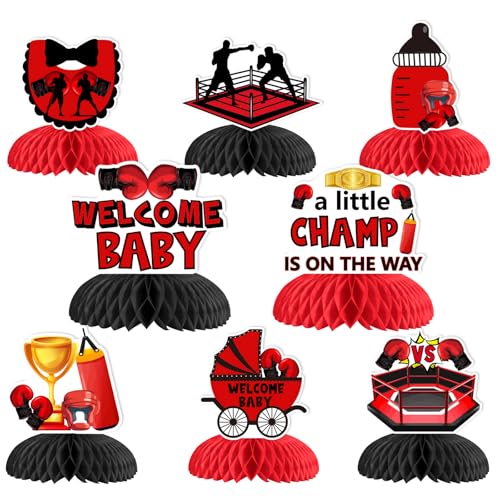 Sursurprise Baby-Party-Dekorationen, 8 Stück, "A Little Champ Is On The Way", Waben-Mittelstücke, Willkommens-Baby-Tischdekoration für Boxer, Ringkampf, Partyzubehör Sursurprise Baby-Party-Dekorationen, 8 Stück, "A Little Champ Is On The Way", Waben-Mittelstücke, Willkommens-Baby-Tischdekoration für Boxer, Ringkampf, Partyzubehör von Sursurprise