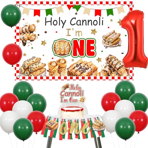 Sursurprise Cannoli 1. Geburtstag Dekorationen, Heilige Cannoli Ich bin ein Backdrop Cake Topper Hochstuhl Banner Luftballons, italienisches Essen Thema 1 Jahr alt Geburtstag Dekor Sursurprise Cannoli 1. Geburtstag Dekorationen, Heilige Cannoli Ich bin ein Backdrop Cake Topper Hochstuhl Banner Luftballons, italienisches Essen Thema 1 Jahr alt Geburtstag Dekor von Sursurprise