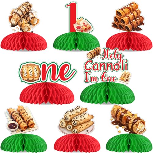 Sursurprise Cannoli Dekoration für den ersten Geburtstag, Holy Cannoli I'm One, Wabenaufsatz, Tischdekoration für den 1. Geburtstag, italienisches Essen, Italien, Partyzubehör von Sursurprise