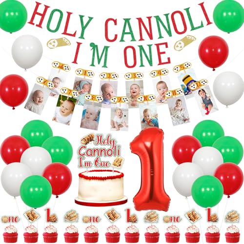 Sursurprise Cannoli ersten Geburtstag Dekorationen, Heilige Cannoli Ich bin ein Banner Kuchen Topper, Cannoli 1. Geburtstag Foto Banner, Cannoli Cupcake Toppers Ballons für italienische Party Supplies Sursurprise Cannoli ersten Geburtstag Dekorationen, Heilige Cannoli Ich bin ein Banner Kuchen Topper, Cannoli 1. Geburtstag Foto Banner, Cannoli Cupcake Toppers Ballons für italienische Party Supplies von Sursurprise