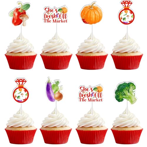 Sursurprise Cupcake-Topper mit Aufschrift "She's Fresh Off The Market", für Bauernmarkt, Brautparty, Obst, Gemüse, Junggesellinnenabschied, Verlobung, Hochzeit, 24 Stück Sursurprise Cupcake-Topper mit Aufschrift "She's Fresh Off The Market", für Bauernmarkt, Brautparty, Obst, Gemüse, Junggesellinnenabschied, Verlobung, Hochzeit, 24 Stück von Sursurprise
