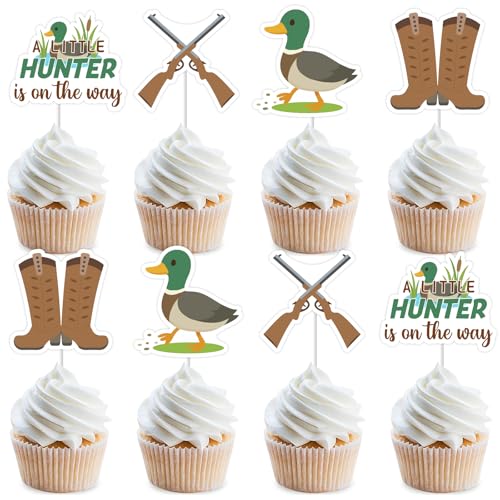 Sursurprise Cupcake-Topper mit Entenjagd-Babyparty-Dekorationen, 24 Stück, "A Little Hunter Is On The Way", Partyzubehör Sursurprise Cupcake-Topper mit Entenjagd-Babyparty-Dekorationen, 24 Stück, "A Little Hunter Is On The Way", Partyzubehör von Sursurprise