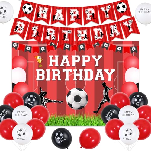 Sursurprise Fußball Geburtstag Dekorationen rot und weiß für Jungen, Fußball alles Gute zum Geburtstag Banner Hintergrund, Go Team Folie Ballons, Fußball Geburtstag Party Supplies Sursurprise Fußball Geburtstag Dekorationen rot und weiß für Jungen, Fußball alles Gute zum Geburtstag Banner Hintergrund, Go Team Folie Ballons, Fußball Geburtstag Party Supplies von Sursurprise