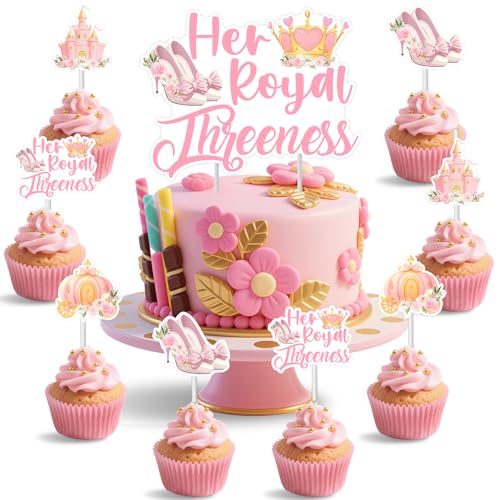 Sursurprise Her Royal Threeness Cake Toppers, 25 Stück Prinzessinnen-Kuchendekorationen zum 3. Geburtstag, Castel Crown High Heels Carriage Cupcake Toppers Sursurprise Her Royal Threeness Cake Toppers, 25 Stück Prinzessinnen-Kuchendekorationen zum 3. Geburtstag, Castel Crown High Heels Carriage Cupcake Toppers von Sursurprise