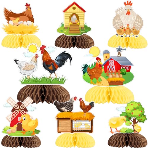 Sursurprise Huhn Party Dekorationen, 8 Stück Huhn Wabe Mittelstücke, Huhn Bauernhof Tabelle Topper Dekor für Huhn Geburtstag Party Supplies, Küken Baby Dusche Dekorationen Sursurprise Huhn Party Dekorationen, 8 Stück Huhn Wabe Mittelstücke, Huhn Bauernhof Tabelle Topper Dekor für Huhn Geburtstag Party Supplies, Küken Baby Dusche Dekorationen von Sursurprise