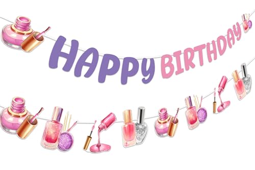 Sursurprise Mani Pedi Geburtstag Party Dekorationen, Nägel Happy Birthday Banner Schild, Kosmetik Spa Make-up Party Supplies für Mädchen Frauen Sursurprise Mani Pedi Geburtstag Party Dekorationen, Nägel Happy Birthday Banner Schild, Kosmetik Spa Make-up Party Supplies für Mädchen Frauen von Sursurprise