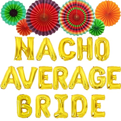 Sursurprise Mexikanische Junggesellinnenabschied-Dekoration, Nacho durchschnittlicher Braut-Bachelorette-Ballon, bunte hängende Papierfächer, Brautparty, Brautparty, Fiesta, Partyzubehör von Sursurprise