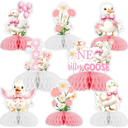 Sursurprise One Silly Goose Geburtstagsdekoration für Mädchen, 8 Stück, Rosa, 1 alberne Gänsewaben-Tafelaufsätze für den 1. Geburtstag, Bauernhoftier-Partyzubehör Sursurprise One Silly Goose Geburtstagsdekoration für Mädchen, 8 Stück, Rosa, 1 alberne Gänsewaben-Tafelaufsätze für den 1. Geburtstag, Bauernhoftier-Partyzubehör von Sursurprise