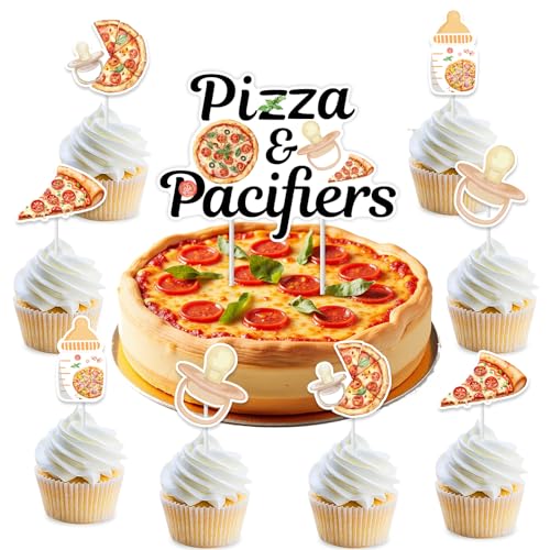 Sursurprise Pizza- und Schnuller für Babyparty, Cupcake-Topper, Pizza-Party-Dekoration, Fast-Food-Partyzubehör, 25 Stück Sursurprise Pizza- und Schnuller für Babyparty, Cupcake-Topper, Pizza-Party-Dekoration, Fast-Food-Partyzubehör, 25 Stück von Sursurprise